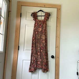 Tea length dress, Love the Lable, Tan,Red,and Black, justable straps
